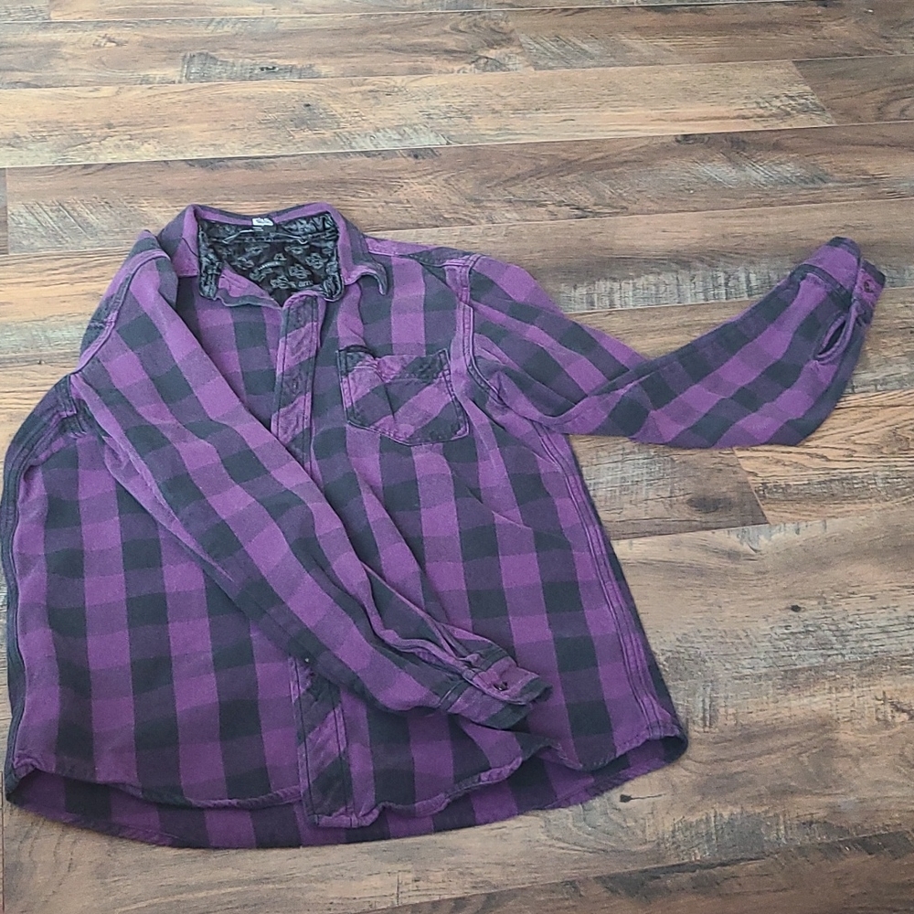 Men ambiguous purple flannel size Large